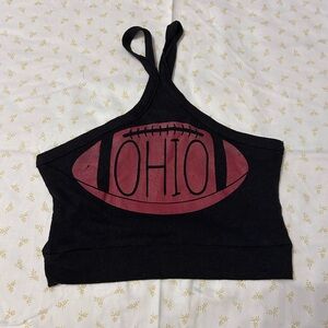OHIO STATE BLACK AND RED GAMEDAY FOOTBALL CROP TOP SIZE SMALL